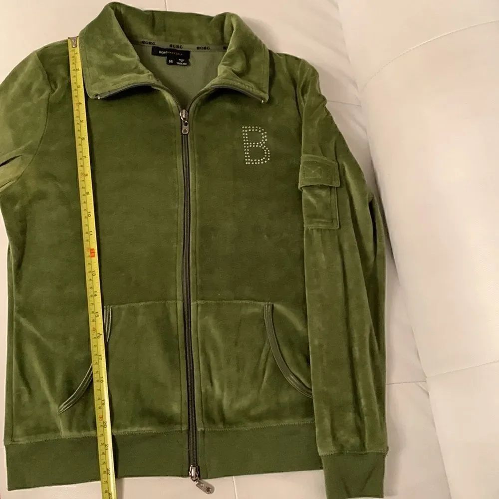 BCBG Maxazria Green Velour Suit Jacket Size M - Picture 7 of 16